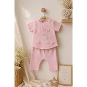 Compleu din doua piese, tricou si pantaloni scurti pentru bebelusi, babyim, model alsbs7, bumbac sbs7