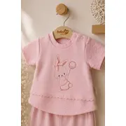 Compleu din doua piese, tricou si pantaloni scurti pentru bebelusi, babyim, model alsbs7, bumbac sbs7
