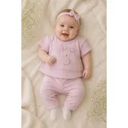 Compleu din doua piese, tricou si pantaloni scurti pentru bebelusi, babyim, model alsbs7, bumbac sbs7
