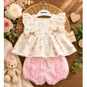 Compleu din doua piese din muselina, bumbac, bebly kids tram1-1