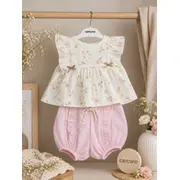 Compleu din doua piese din muselina, bumbac, bebly kids tram1-1