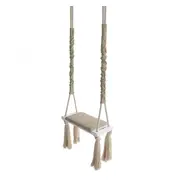 Leagan Copii Babysteps   Woodswing, Lemn, Spuma  Velvet Bej Premium, Design Scandinav, Pana La 100 Kg Pjbc1-8191