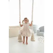 Leagan Copii Babysteps   Woodswing, Lemn, Spuma  Velvet Bej Premium, Design Scandinav, Pana La 100 Kg Pjbc1-8191