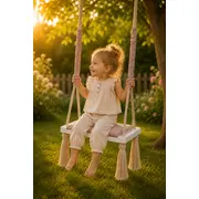 Leagan Copii Babysteps   Woodswing, Lemn, Spuma  Velvet Sepia Rose Premium, Design Scandinav, Pana La 100 Kg - Babysteps Pjbc577