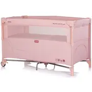 Patut pliabil Chipolino Relax powder pink linen cu laterala culisanta HUBKOSIRE265PP