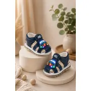 Sandalute bleumarin cu luminite pentru super bebelusi - masinuta snd7-12-1