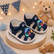 Sandalute bleumarin cu luminite pentru super bebelusi - masinuta snd7-12-1
