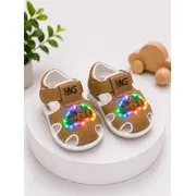 Sandalute maro cu luminite pentru super bebelusi - masinuta snd7-12
