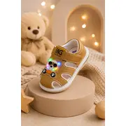 Sandalute maro cu luminite pentru super bebelusi - ursulet snd7-10