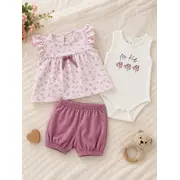 Set din 3 piese cu body, bumbac, deco tram1-30