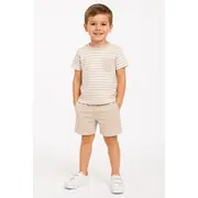 Set din doua piese pentru baieti, bumbac, memoza, dungi tram1-17