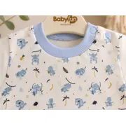 Set din doua piese pentru bebelusi, bumbac, maimutica brodata, babyim, bleu tram1-10