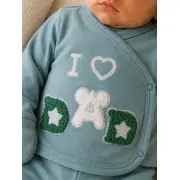 Set serde bebeluși nou-născut 0&ndash;3 luni, 5 piese cu imprimarea &bdquo;i love dad&rdquo; - verde menta bgk2051-2