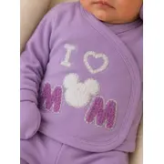 Set serde bebeluși nou-născut 0&ndash;3 luni, 5 piese cu imprimarea &bdquo;i love mom&rdquo;, lila bya2051-3