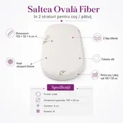 Saltea Ovala Fiber in 2 straturi  pentru cos / patut dimensiuni sub 100x50x4 cm , 2 fete diferite, husa Jacquard Deluxe - ASC6427968020453