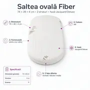 Saltea Ovala Fiber 74x28x4 cm in 2 straturi  pentru cos / patut, 2 fete diferite, husa Jacquard Deluxe - ASC6427968020477