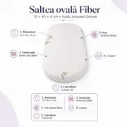 Saltea Ovala Fiber 75x45x4 cm in 2 straturi  pentru cos / patut , 2 fete diferite, husa Jacquard Deluxe - ASC6427968020521