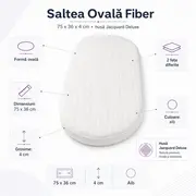 Saltea Ovala Fiber 75x36x4 cm in 2 straturi  pentru cos / patut , 2 fete diferite, husa Jacquard Deluxe - ASC6427968020538