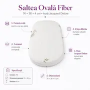 Saltea Ovala Fiber 74x38x4 cm in 2 straturi  pentru cos / patut , 2 fete diferite, husa Jacquard Deluxe - ASC6427968020552