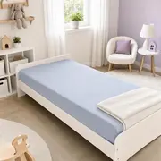 Saltea SmartNest 160x80x12 cm in 5 straturi pentru paturi copii 2-12 ani, husa bumbac ranforce bleu uni - ASC6427968020606