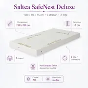 Saltea SafeNest Deluxe 190x80x15 cm in 3 straturi cu 2 fete pentru paturi - ASC6427968020651