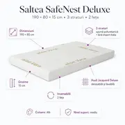 Saltea SafeNest Deluxe 190x80x15 cm in 3 straturi cu 2 fete pentru paturi - ASC6427968020651