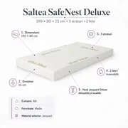 Saltea SafeNest Deluxe 190x80x15 cm in 3 straturi cu 2 fete pentru paturi - ASC6427968020651