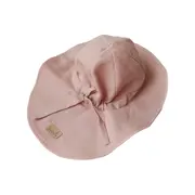 Palarie De Soare Din In Babyly ,   Roz Pudrat, Protectie Completa Cap-urechi-ceafa, Reglabila   0-3 Ani, Handmade Polonia Pjbc2788