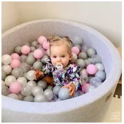 Piscina Uscata Cu 200 De Bile (alb, Gri, Roz Pastel) Meowbaby  , 90x30 Cm, Gri Deschis Pjbmeo033