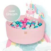 Piscina Uscata Cu 250 De Bile (alb Perlat, Turcoaz, Roz Pastel, Mint) Meowbaby  , Unicorn, 90x30 Cm, Roz Deschis Pjbb001018