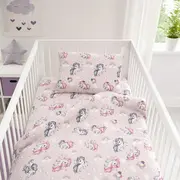 Lenjerie pat bebe 120x60 cm bumbac ranforce 3 piese Unicorni - ASC6427968020743