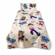 Lenjerie patut bebe 120x60 cm bumbac ranforce 3 piese Paw Patrol Crem - ASC6427968020798