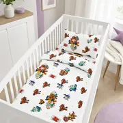 Lenjerie patut bebe 120x60 cm bumbac ranforce 3 piese Paw Patrol Alb - ASC6427968020804