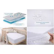 Cearsaf Impermeabil Din Jersey Pentru Copii Si Bebelusi 100x50 Cm ,   Respirabil, Antialergic, Lavabil 95  C Pjbgot014125
