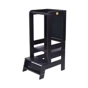 Inaltator Learning Tower Ajustabil Cu Tabla De Scris, Ajutor De Bucatarie Meowbaby  , Lemn Negru Pjbkh02011cie