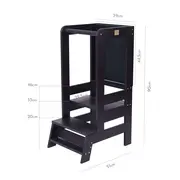 Inaltator Learning Tower Ajustabil Cu Tabla De Scris, Ajutor De Bucatarie Meowbaby  , Lemn Negru Pjbkh02011cie