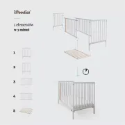 Patut Din Lemn Pentru Bebe, Inaltime Saltea Reglabila, Stardust  Craft Gri 120a 60 Cm Pjbstardust_grey