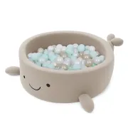 Piscina Cu Bile Boucle Pentru Copii Meowbaby   Balena,   Oat Biscuit Beige, Fara Bile, Material Certificat Oeko-tex Pjbmbsbawlr21220