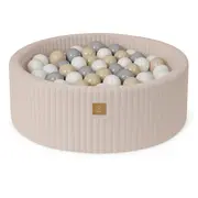 Piscina Uscata Cu 200 De Bile 7cm Meowbaby   Churros, 90x30 Cm, Premium Velur Reiat   Corduroy Bej Pjbmchbao21000