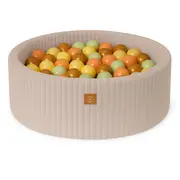 Piscina Uscata Cu 200 De Bile 7cm Meowbaby   Churros, 90x30 Cm, Premium Velur Reiat   Corduroy Bej Pjbmchbao21000