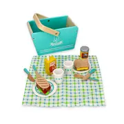 Set de joaca 26 piese din lemn, cos pentru picnic lelin l40203