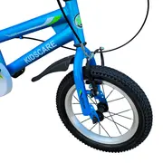 Bicicleta copii 5-8 ani happyboy kidscare albastra 16 inch &ndash; cu roti ajutatoare, frane de mana, sticla inclusa, pentru baieti