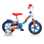 Bicicleta pentru copii model 108 sport db-108fl-0506 dino bikes, 10 inch, culoare alb cu albastru