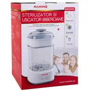 Sterilizator biberoane electric cu aburi si functie uscare mamimo bsd2005, 5 biberoane, sterilizare rapida, biberon sticla cadou