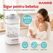 Sterilizator bibroane electric cu aburi si functie uscare mamimo bsd2005, 5 biberoane, sterilizare rapida, oprire automata