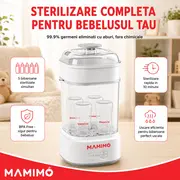 Sterilizator bibroane electric cu aburi si functie uscare mamimo bsd2005, 5 biberoane, sterilizare rapida, oprire automata