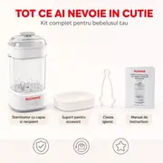 Sterilizator bibroane electric cu aburi si functie uscare mamimo bsd2005, 5 biberoane, sterilizare rapida, oprire automata