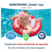 Colac de inot pentru bebelusi si copii swimtrainer classic, rosu, 3 luni - 4 ani, freds swim academy