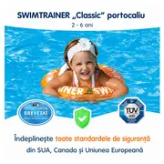 Colac de inot pentru copii swimtrainer classic portocaliu, 2 - 6 ani, freds swim academy