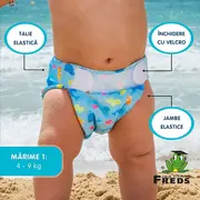 Scutec reutilizabil pentru inot bebelusi, blue, marimea 1, 4 - 9 kg, freds swim academy